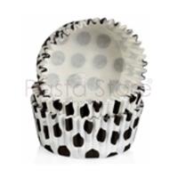 Siyah Beyaz Puantiye CupCake Pet Kapsül 100 Adet 48x33 mm